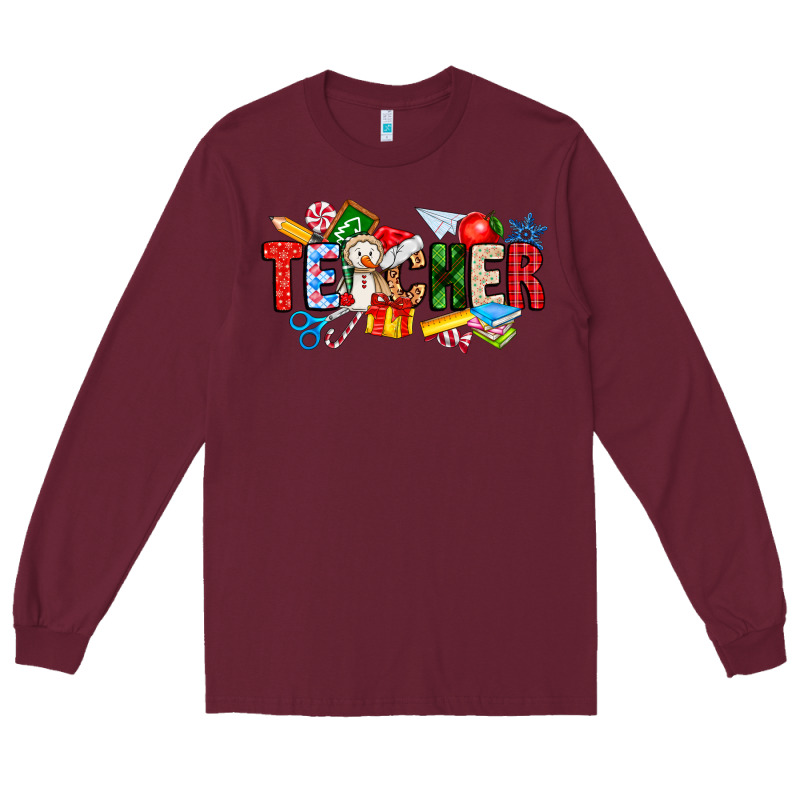 Christmas Teacher Long Sleeve Tee by CowhideDigitalArt | Teevron