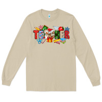 Mushroom Christmas teacher Long Sleeve Tee - CowhideDigitalArt