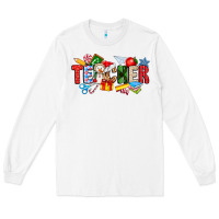 White Christmas teacher Long Sleeve Tee - CowhideDigitalArt