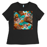 Black western cowboy hat seamless pattern Ladies Tee - BundleAndBundleShop