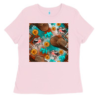 Bubblegum Pink western cowboy hat seamless pattern Ladies Tee - BundleAndBundleShop