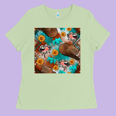 Western Cowboy Hat Seamless Pattern Ladies Tee Designed By Bundleandbundleshop