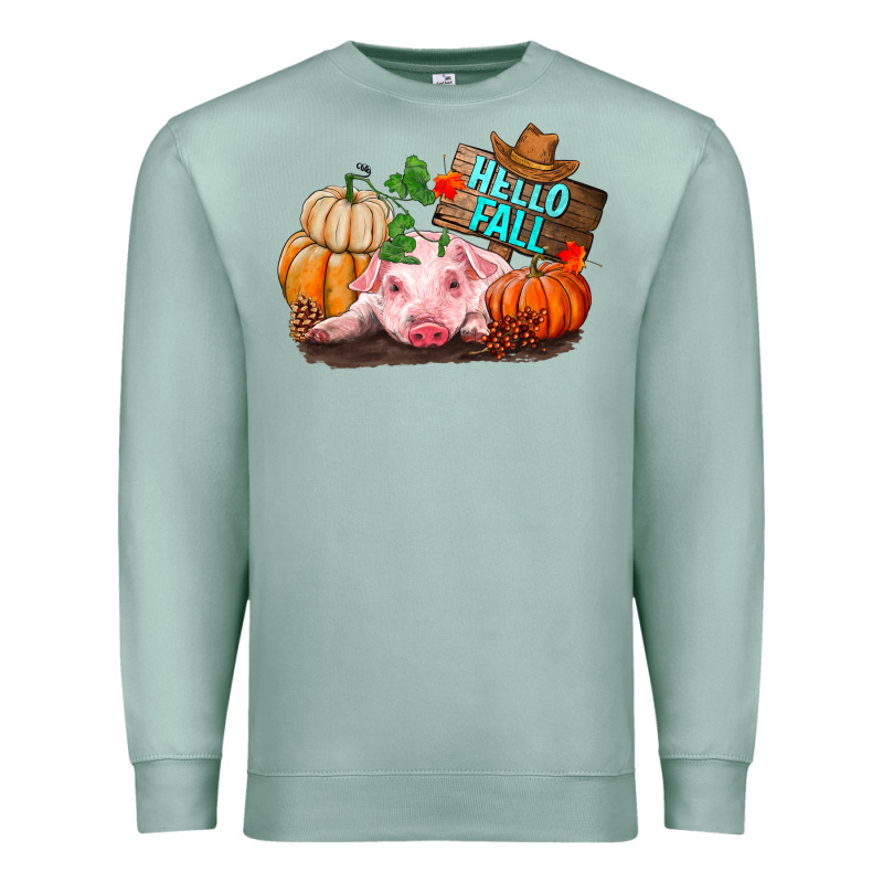 Hello Fall Pig Premium Sweatshirt by RanaPortraitStore | Teevron