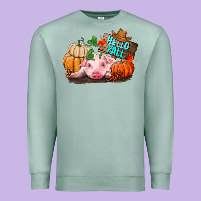 Hello Fall Pig Premium Sweatshirt Designed By Ranaportraitstore