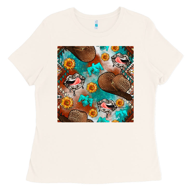 Western Cowboy Hat Seamless Pattern Ladies Tee by BundleAndBundleShop | Teevron