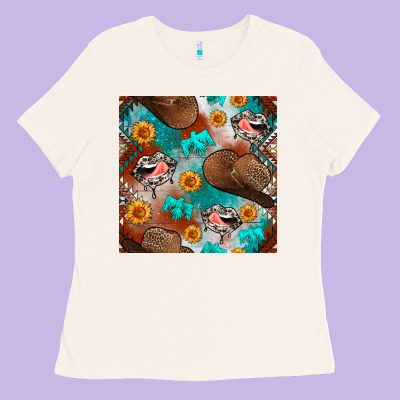 Western Cowboy Hat Seamless Pattern Ladies Tee Designed By Bundleandbundleshop