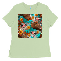Matcha western cowboy hat seamless pattern Ladies Tee - BundleAndBundleShop