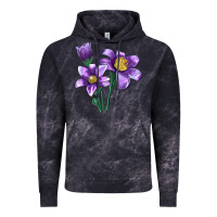 Cloud Black Pasque Flower Illustrations Vintage Hoodie - LillyAllenDesigns