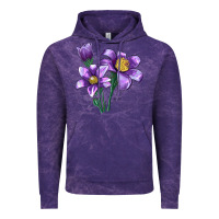 Cloud Purple Pasque Flower Illustrations Vintage Hoodie - LillyAllenDesigns