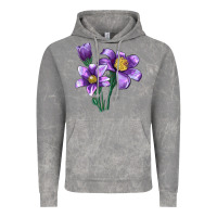 Cloud Rock Pasque Flower Illustrations Vintage Hoodie - LillyAllenDesigns