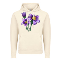 Vintage Artic Pasque Flower Illustrations Vintage Hoodie - LillyAllenDesigns