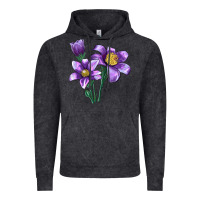 Pasque Flower Illustrations Vintage Hoodie | Teevron