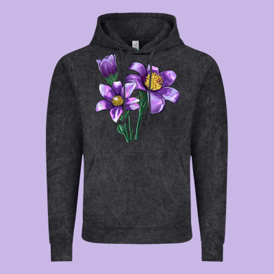 Pasque Flower Illustrations Vintage Hoodie Designed By Lillyallendesigns