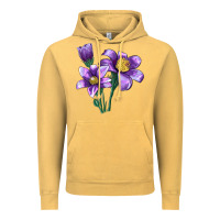 Vintage Mustard Pasque Flower Illustrations Vintage Hoodie - LillyAllenDesigns