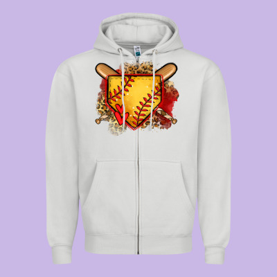 Softball Home Plate Zipper Hoodie Designed By Jasminsmagicworld