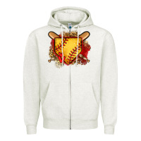Oatmeal Heather softball home plate Zipper Hoodie - Jasminsmagicworld