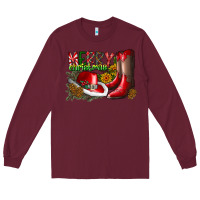 Burgundy cowboy merry christmas Long Sleeve Tee - CowhideDigitalArt