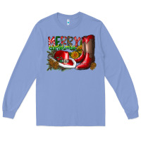 Colony Blue cowboy merry christmas Long Sleeve Tee - CowhideDigitalArt