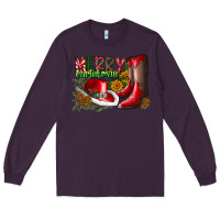 Plum cowboy merry christmas Long Sleeve Tee - CowhideDigitalArt