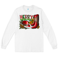 White cowboy merry christmas Long Sleeve Tee - CowhideDigitalArt