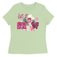 Matcha Let It Snow Pink Christmas Ladies Tee - FaDigitalArtStudio