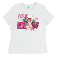 Let It Snow Pink Christmas Ladies Tee | Teevron