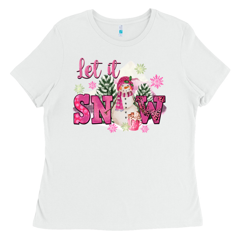 Let It Snow Pink Christmas Ladies Tee by FaDigitalArtStudio | Teevron