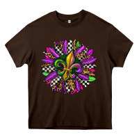 Chocolate Brown mardi gras sunflower Heavy Core Tee - OliviaCreatesArt