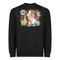 Black Easter Bunny With Quail Eggs And Daisy Heavyweight Sweatshirt - RanaPortraitStore