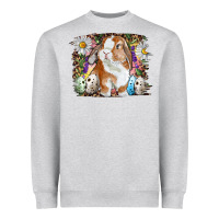 Heather Grey Easter Bunny With Quail Eggs And Daisy Heavyweight Sweatshirt - RanaPortraitStore