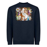 Navy Easter Bunny With Quail Eggs And Daisy Heavyweight Sweatshirt - RanaPortraitStore