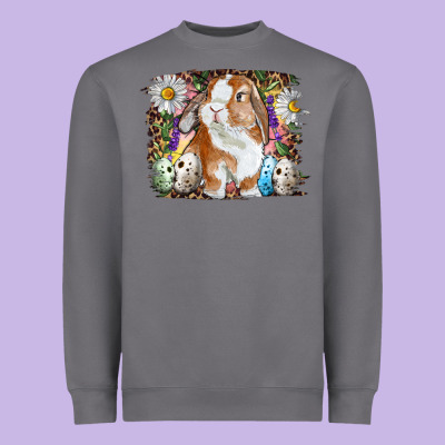 Easter Bunny With Quail Eggs And Daisy Heavyweight Sweatshirt Designed By Ranaportraitstore