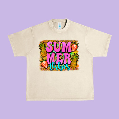 Summer Vibes Leopard Background Urban Heavy Tee Designed By Jasminsmagicworld