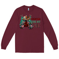 Burgundy Christmas with tribe Long Sleeve Tee - CowhideDigitalArt