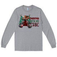 Heather Grey Christmas with tribe Long Sleeve Tee - CowhideDigitalArt