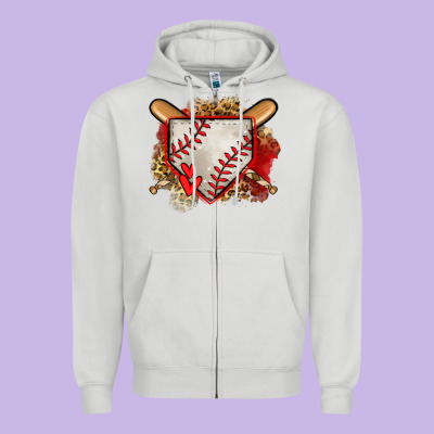 Baseball Home Plate Zipper Hoodie Designed By Jasminsmagicworld