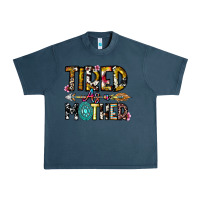 Midnight Navy Tired As a Mother Urban Heavy Tee - CowhideDigitalArt
