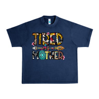 Navy Tired As a Mother Urban Heavy Tee - CowhideDigitalArt