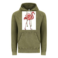 Vintage Olive Pink Flamingo Vintage Hoodie - LillyAllenDesigns