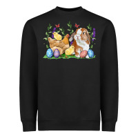 Black Easter bunny and chicks with floral Heavyweight Sweatshirt - RanaPortraitStore