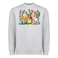 Heather Grey Easter bunny and chicks with floral Heavyweight Sweatshirt - RanaPortraitStore