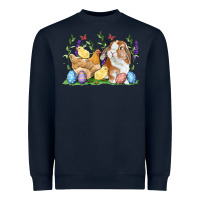 Easter Bunny And Chicks With Floral Heavyweight Sweatshirt | Teevron