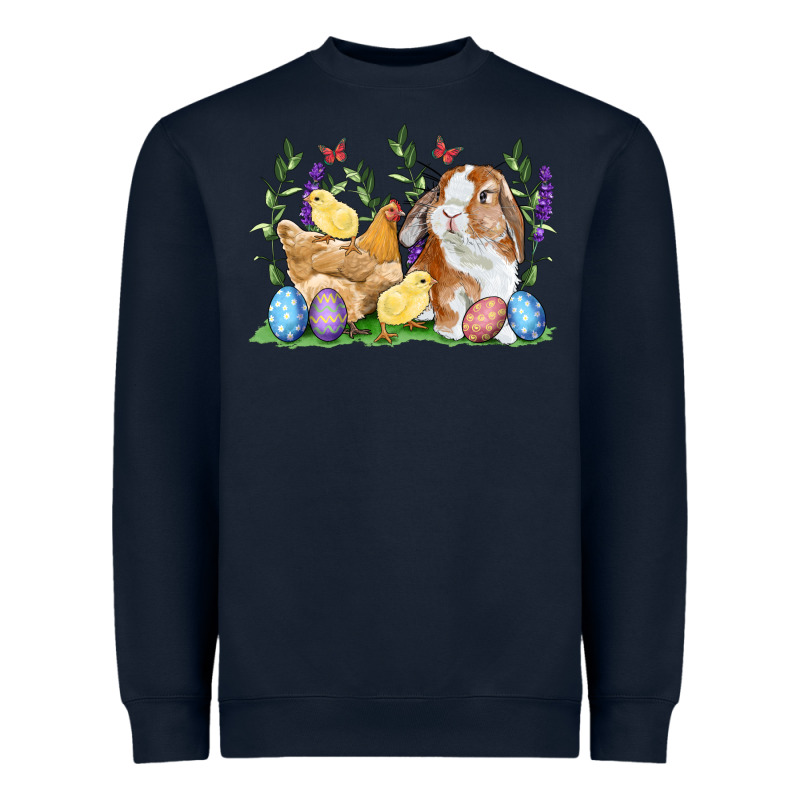 Easter Bunny And Chicks With Floral Heavyweight Sweatshirt by RanaPortraitStore | Teevron