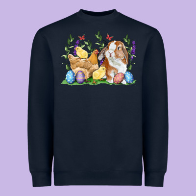 Easter Bunny And Chicks With Floral Heavyweight Sweatshirt Designed By Ranaportraitstore