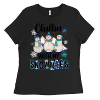 Black Chillin With My Snowmies Ladies Tee - FaDigitalArtStudio