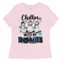 Bubblegum Pink Chillin With My Snowmies Ladies Tee - FaDigitalArtStudio