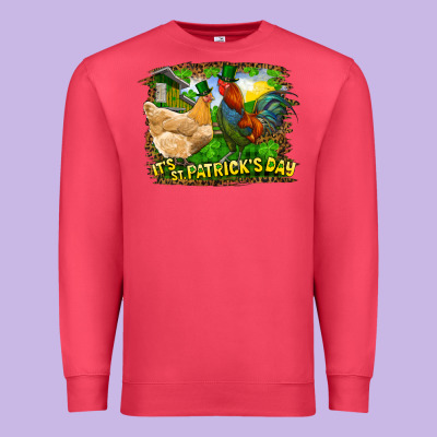 It's St. Patrick's Day Rooster And Chicken Premium Sweatshirt Designed By Ranaportraitstore