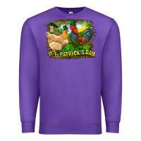Purple It's St. Patrick's Day Rooster And Chicken Premium Sweatshirt - RanaPortraitStore