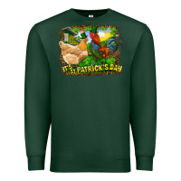 Sports Green It's St. Patrick's Day Rooster And Chicken Premium Sweatshirt - RanaPortraitStore