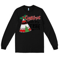 Black Christmas with my tribe boho Long Sleeve Tee - CowhideDigitalArt